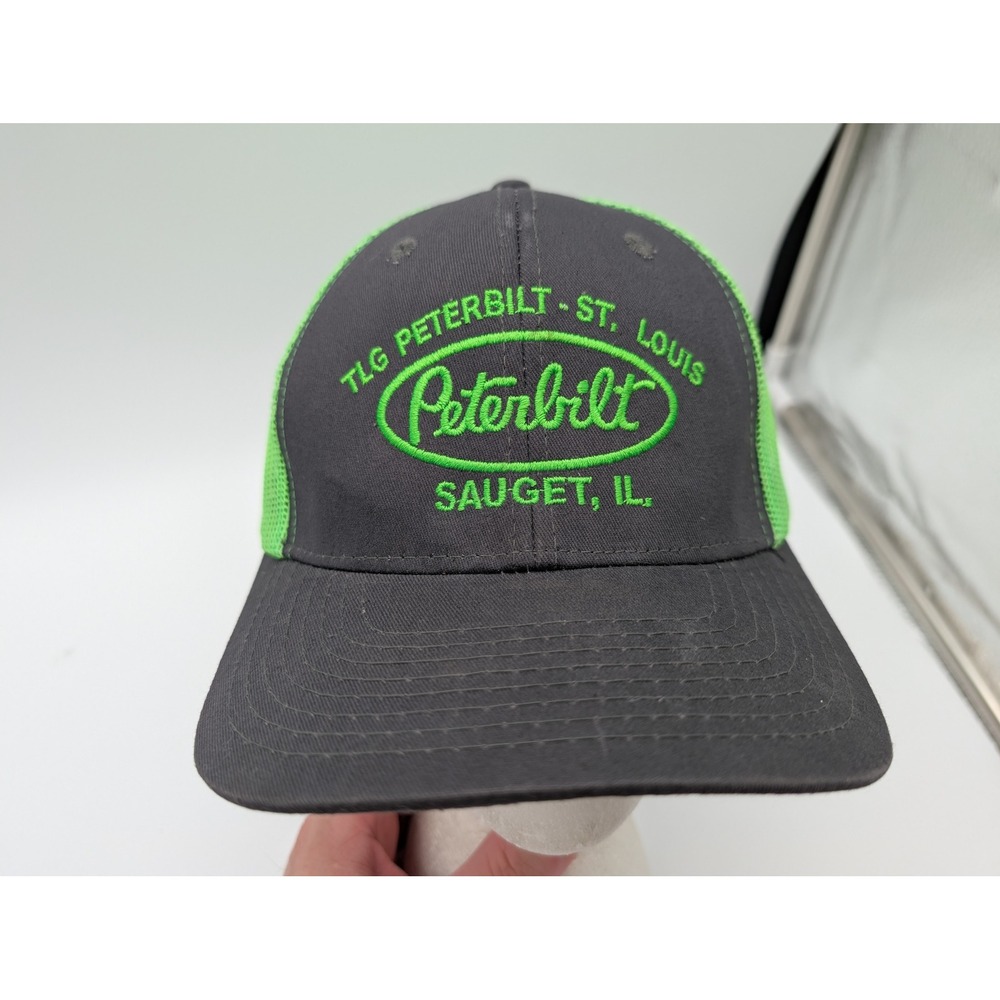 Peterbilt TLG St. Louis Sauget IL Trucker Hat Black Neon Green Snapback Apollo